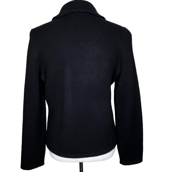 Lauren Ralph Lauren Black Lambswool Gold Tone Asymmetric Zip Moto Style Sz L - Picture 3 of 14